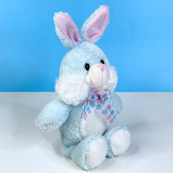 Best Made Toys Baby Blue Bunny Rabbit w/ Easter Egg Bow 10" Plush Stuffed Animal - Picture 2 of 5